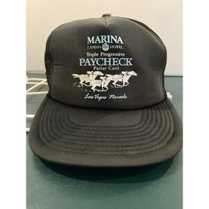 Vintage Marina Hotel Casino Hat Las Vegas Parlay Nissin‎ Mesh Snapback RARE